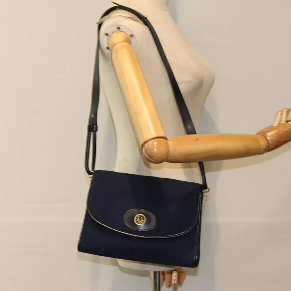 Christian Dior Trotter Canvas Shoulder Bag Navy Auth 77938 - Picture 6 of 16